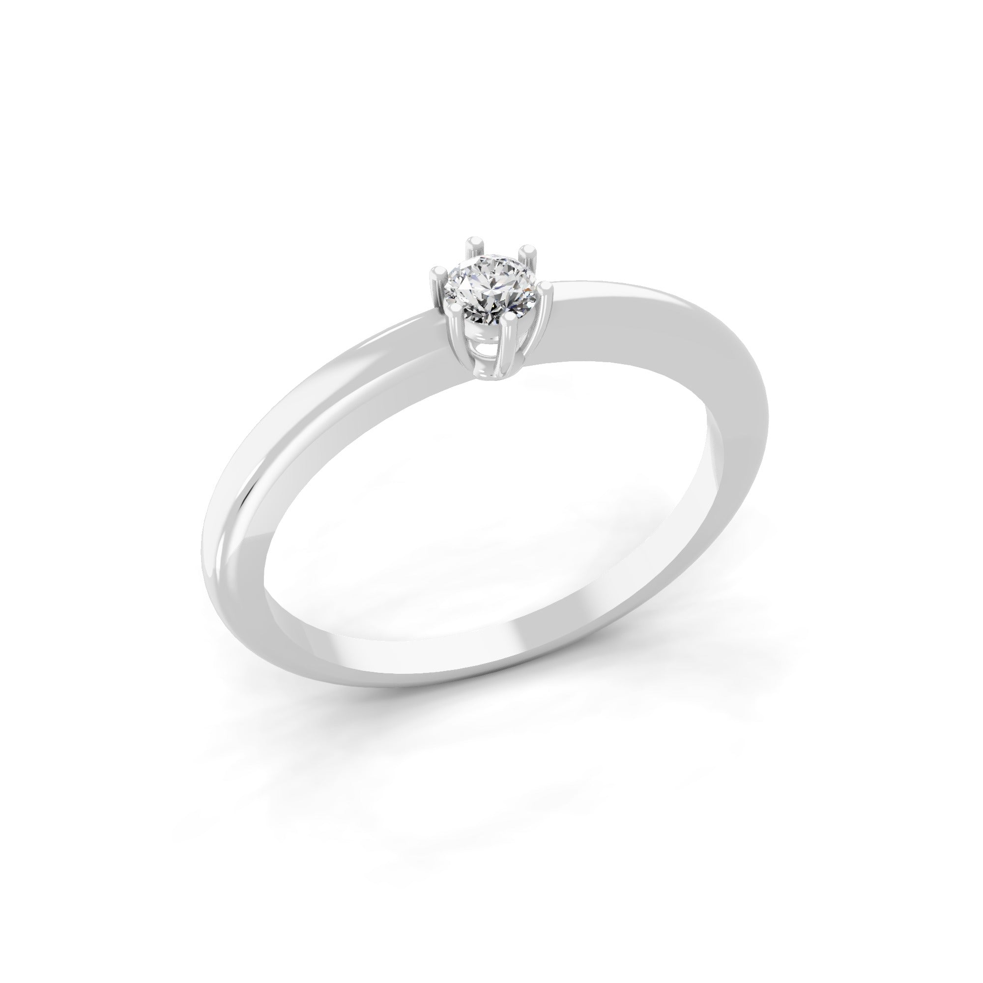 0.10Ct Lab Grown Diamond Round Cut Solitaire Ring 14K Fine Gold