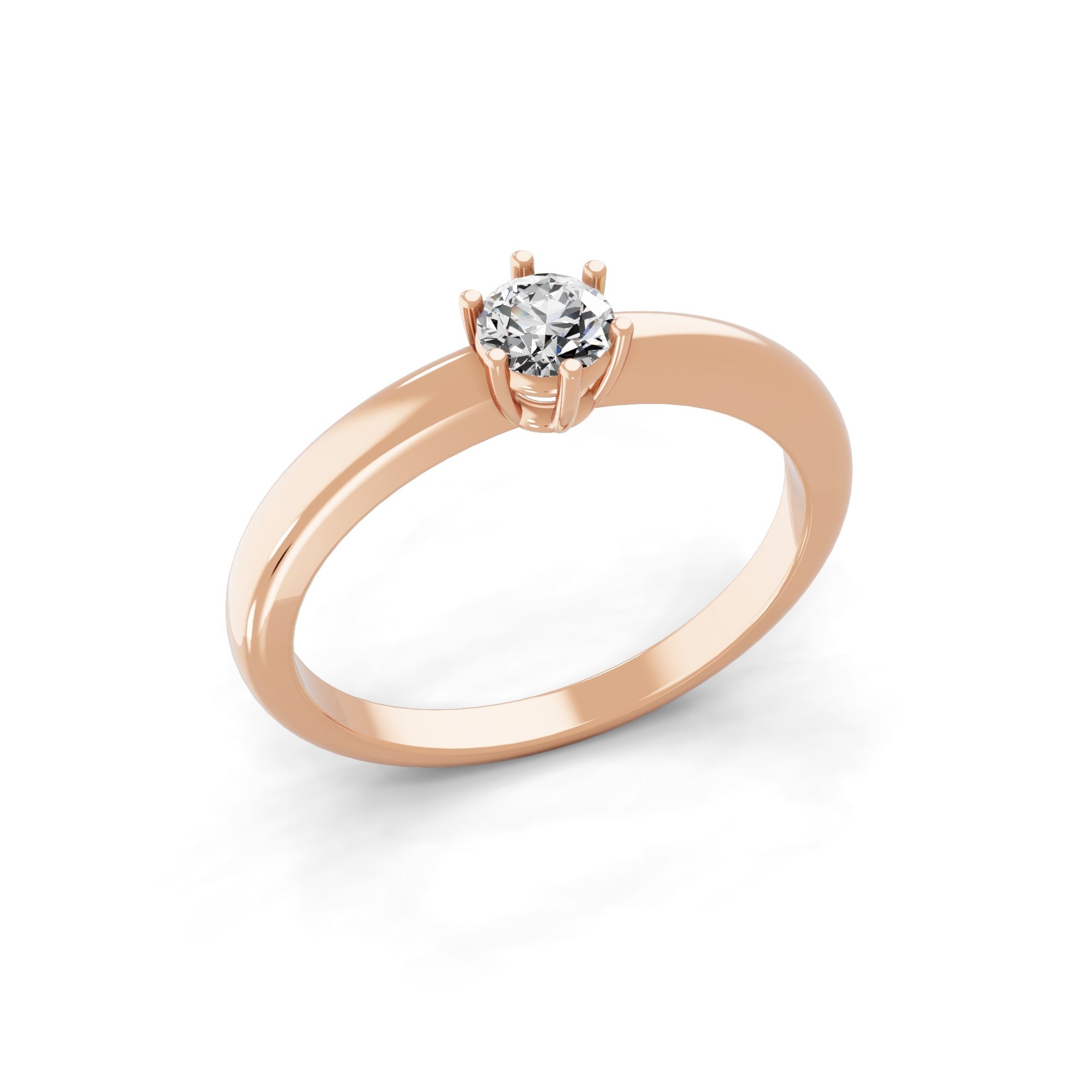 Round Solitaire 14K Fine Gold Lab Grown Diamond Ring 0.25Ct