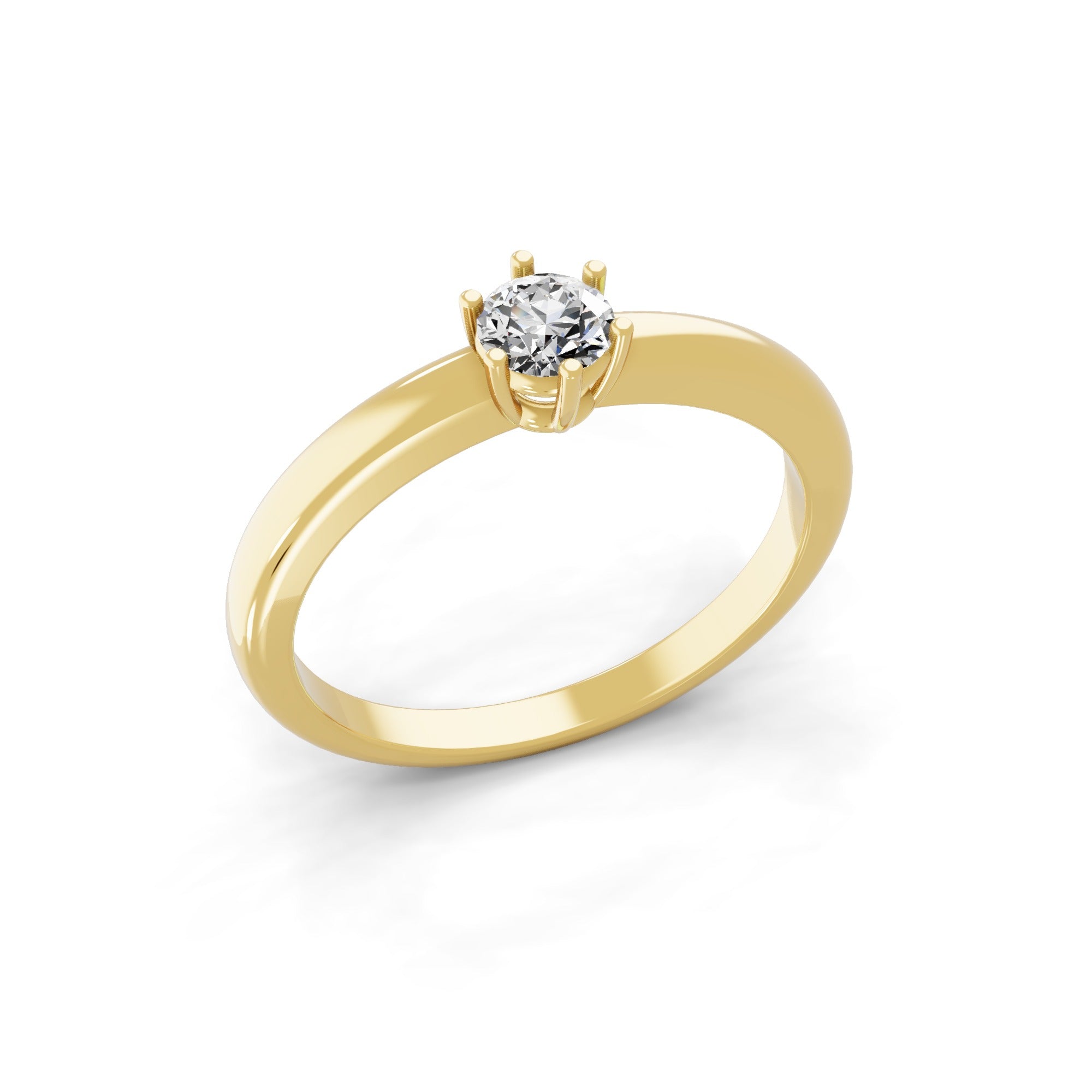 Round Solitaire 14K Fine Gold Lab Grown Diamond Ring 0.25Ct