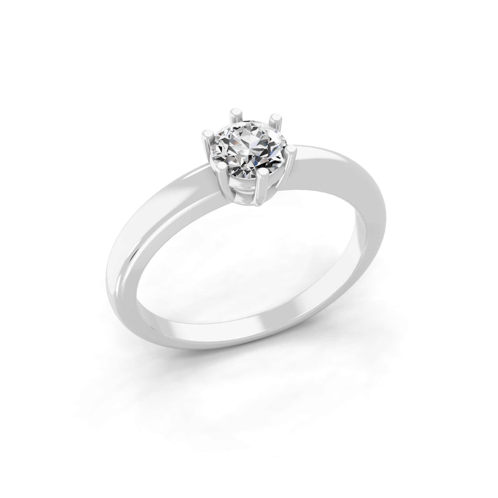 Lab Grown Round Cut Diamond 0.50Ct Solitaire 14K Fine Gold Ring