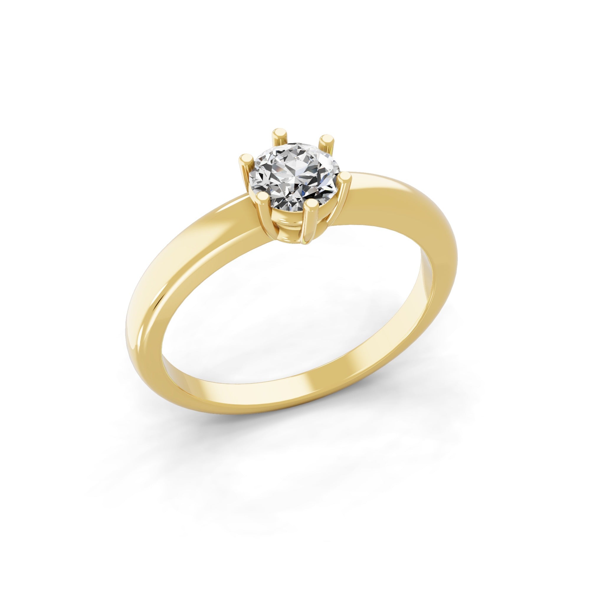 Lab Grown Round Cut Diamond 0.50Ct Solitaire 14K Fine Gold Ring