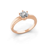 14K Fine Gold Round Solitaire Ring Lab Grown Diamond 0.76Ct