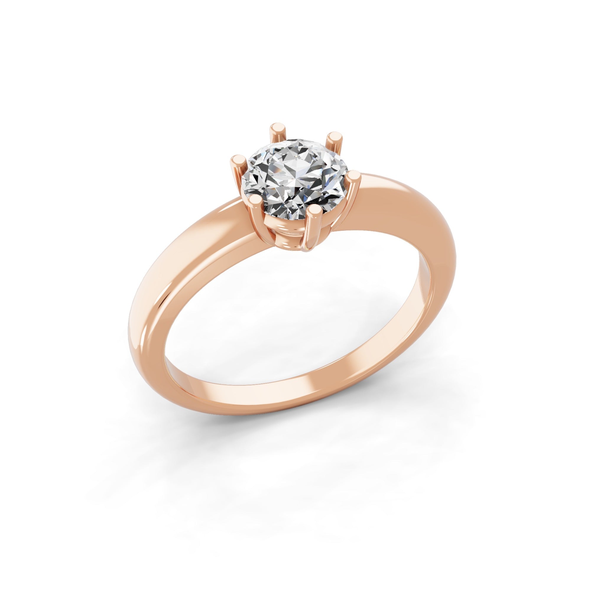 14K Fine Gold Round Solitaire Ring Lab Grown Diamond 0.76Ct