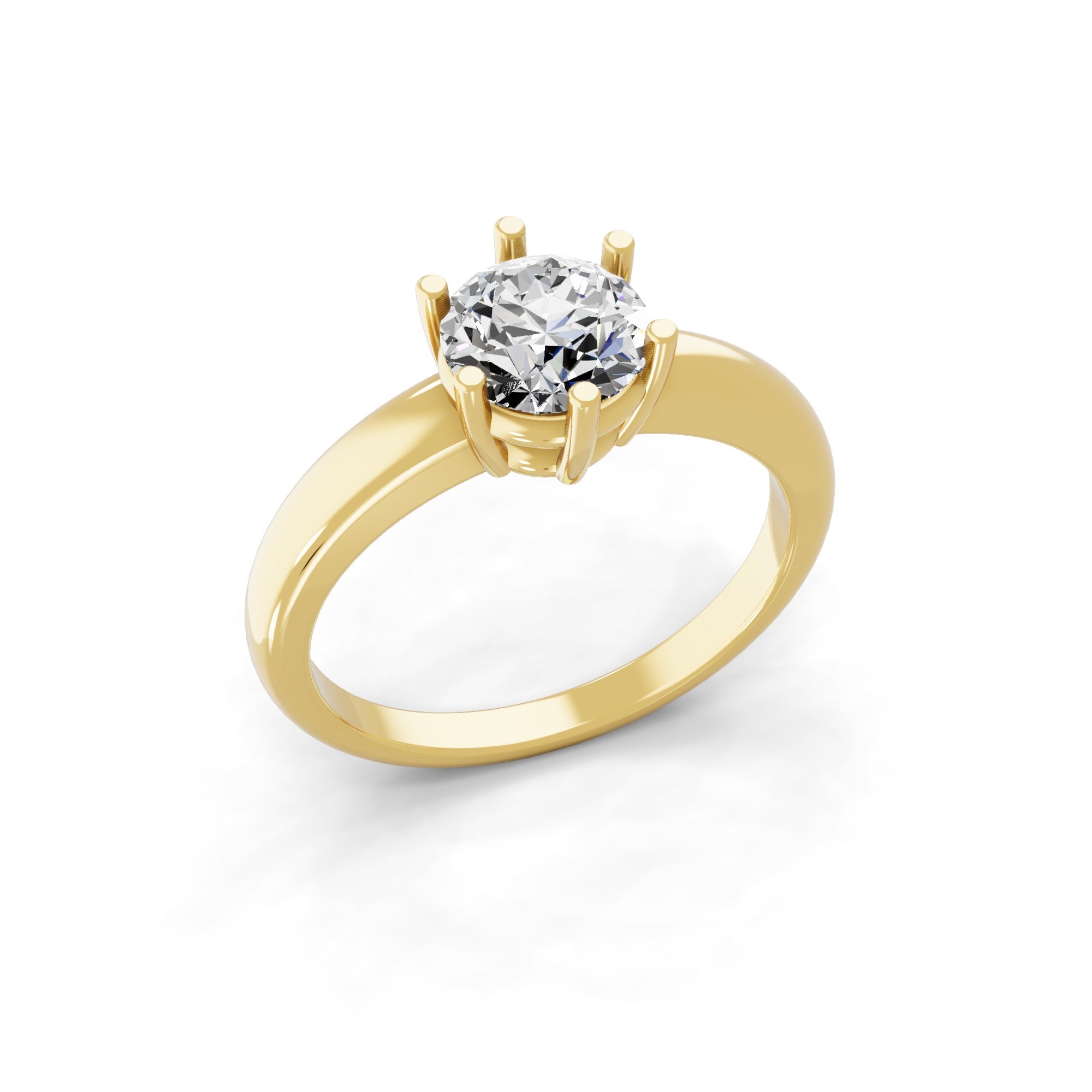 Solitaire Lab Grown Round Cut Diamond Ring 1.00Ct 14K Fine Gold