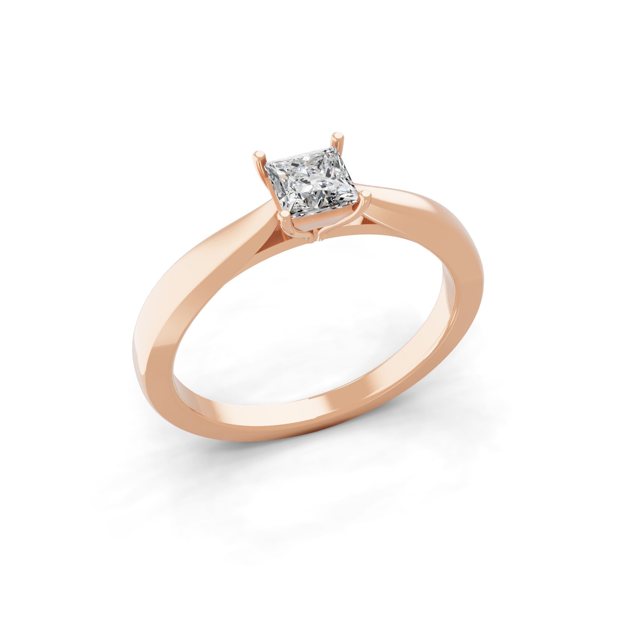 0.40Ct Lab Grown Diamond Square Cut Solitaire Ring 14K Fine Gold