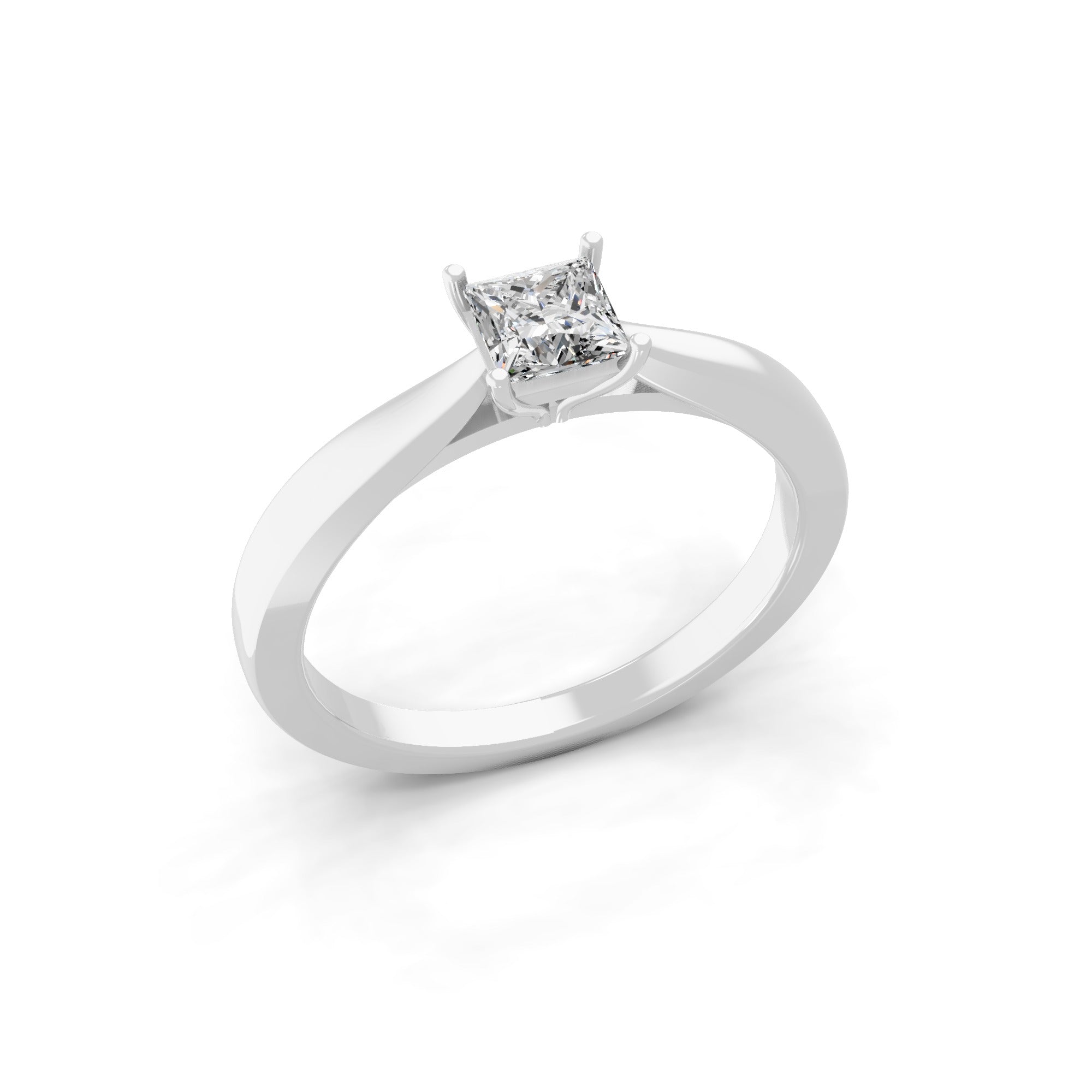 0.40Ct Lab Grown Diamond Square Cut Solitaire Ring 14K Fine Gold