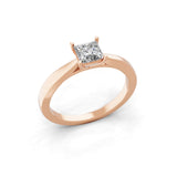 Square Solitaire 14K Fine Gold Lab Grown Diamond Ring 0.50Ct