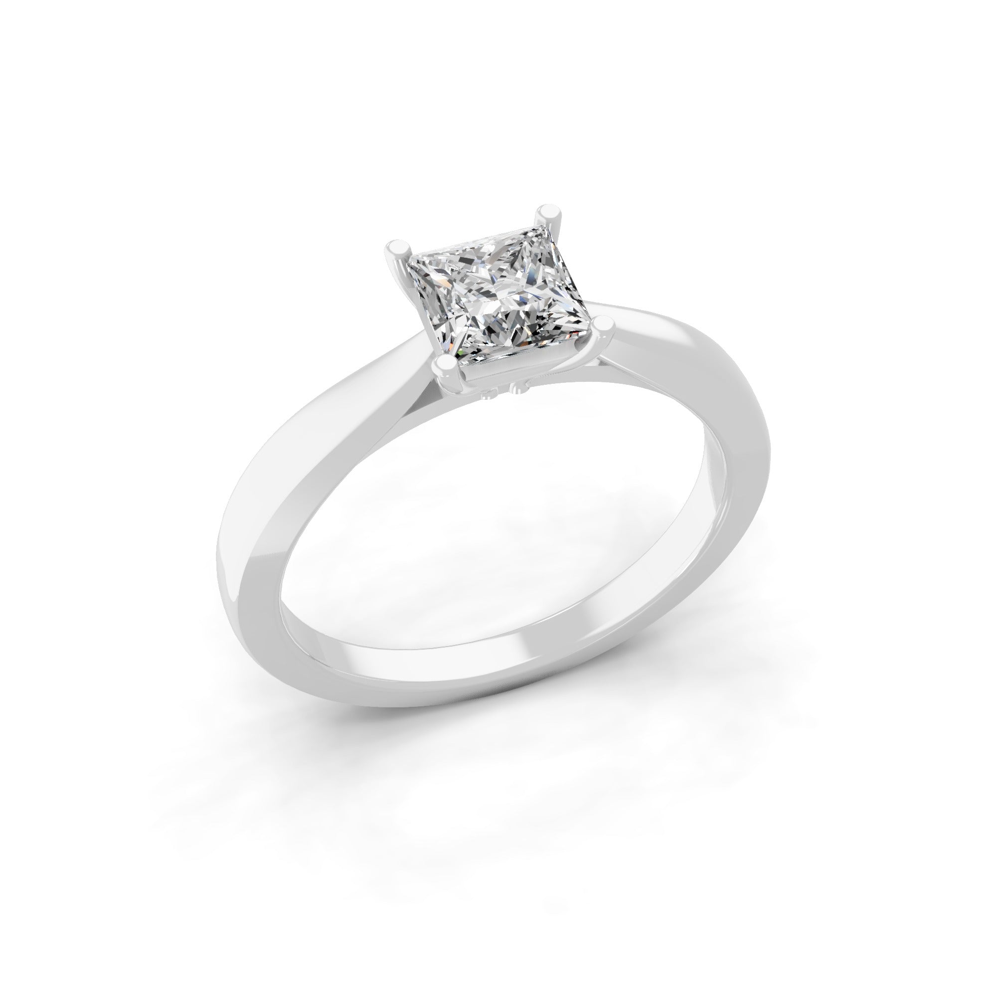 Lab Grown Square Cut Diamond 0.75Ct Solitaire 14K Fine Gold Ring