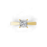 Lab Grown Square Cut Diamond 0.75Ct Solitaire 14K Fine Gold Ring
