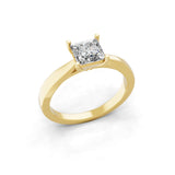 14K Fine Gold Square Solitaire Ring Lab Grown Diamond 1.00Ct
