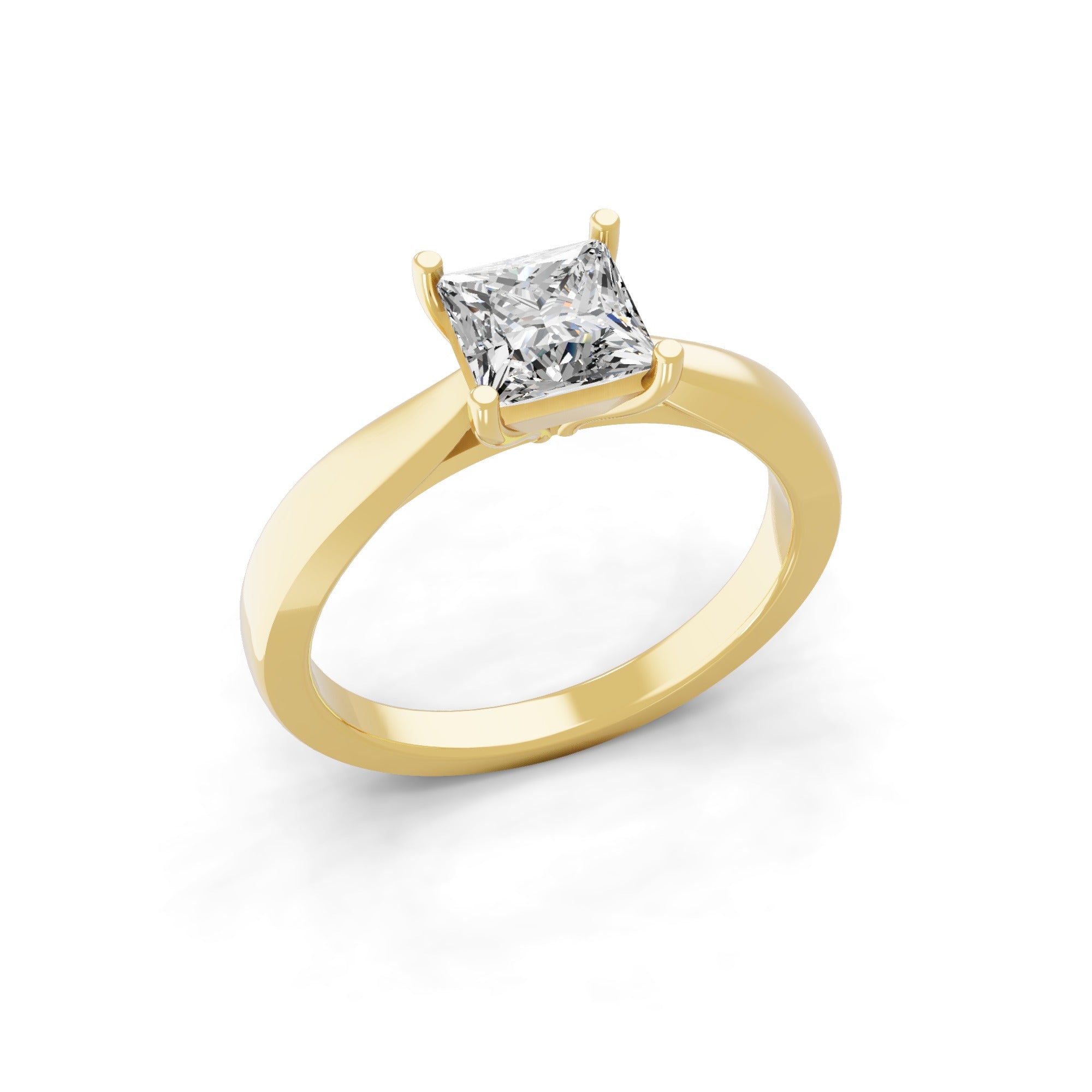 14K Fine Gold Square Solitaire Ring Lab Grown Diamond 1.00Ct
