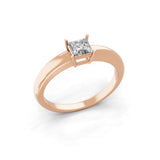 Solitaire Lab Grown Square Cut Diamond Ring 0.40Ct 14K Fine Gold