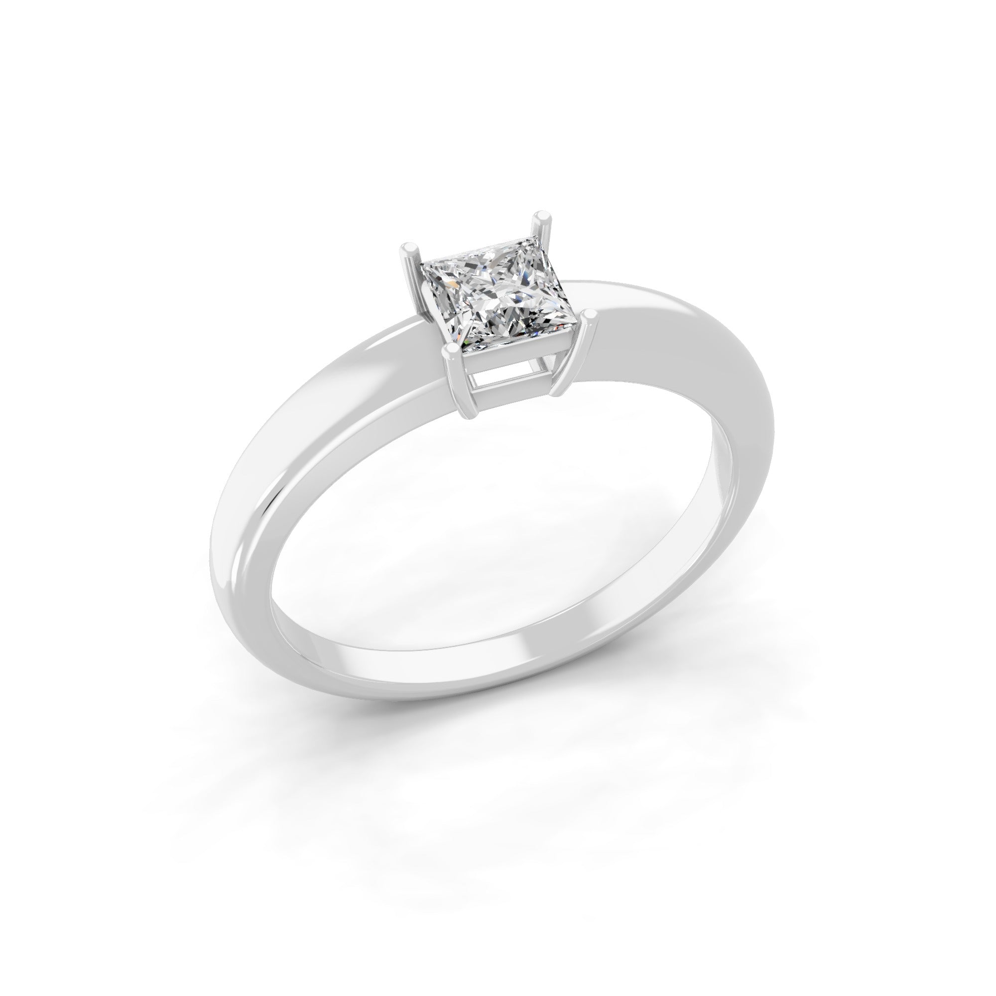 Solitaire Lab Grown Square Cut Diamond Ring 0.40Ct 14K Fine Gold