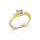 Solitaire Lab Grown Square Cut Diamond Ring 0.40Ct 14K Fine Gold