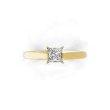 Solitaire Lab Grown Square Cut Diamond Ring 0.40Ct 14K Fine Gold