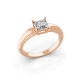 Square Solitaire 14K Fine Gold Lab Grown Diamond Ring 0.75Ct