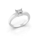 Square Solitaire 14K Fine Gold Lab Grown Diamond Ring 0.75Ct