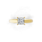 Square Solitaire 14K Fine Gold Lab Grown Diamond Ring 0.75Ct