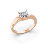 Lab Grown Square Cut Diamond 1.00Ct Solitaire 14K Fine Gold Ring