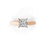 Lab Grown Square Cut Diamond 1.00Ct Solitaire 14K Fine Gold Ring
