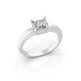 Lab Grown Square Cut Diamond 1.00Ct Solitaire 14K Fine Gold Ring