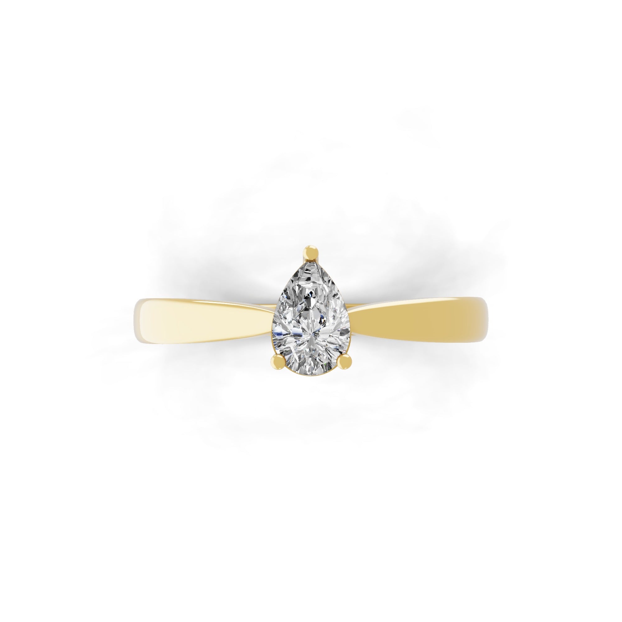 Lab Grown Diamond 0.50Ct Pear Cut Solitaire Ring 14K Fine Gold