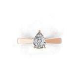 14K Fine Gold Pear Solitaire Ring Lab Grown Diamond 0.75Ct