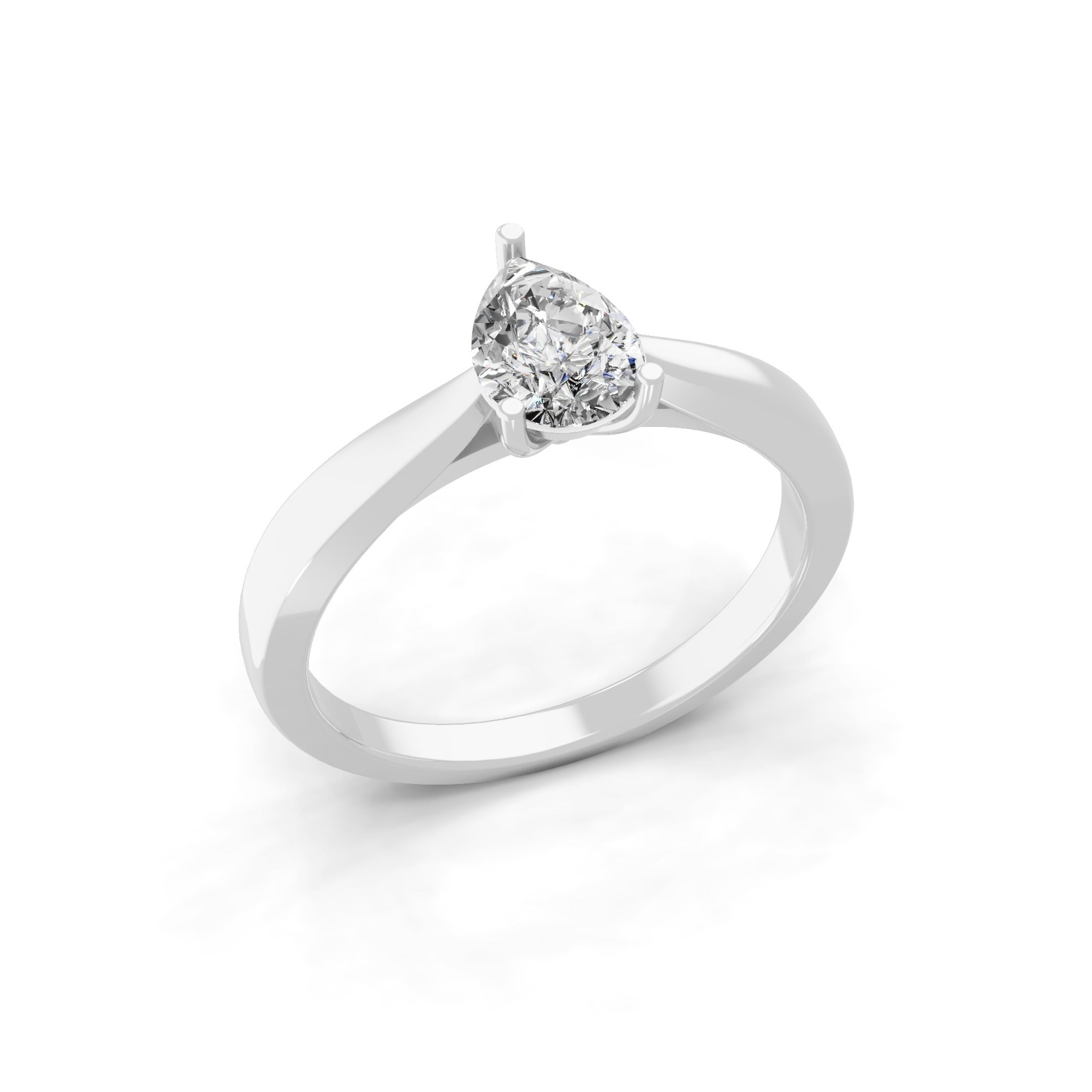 14K Fine Gold Pear Solitaire Ring Lab Grown Diamond 0.75Ct