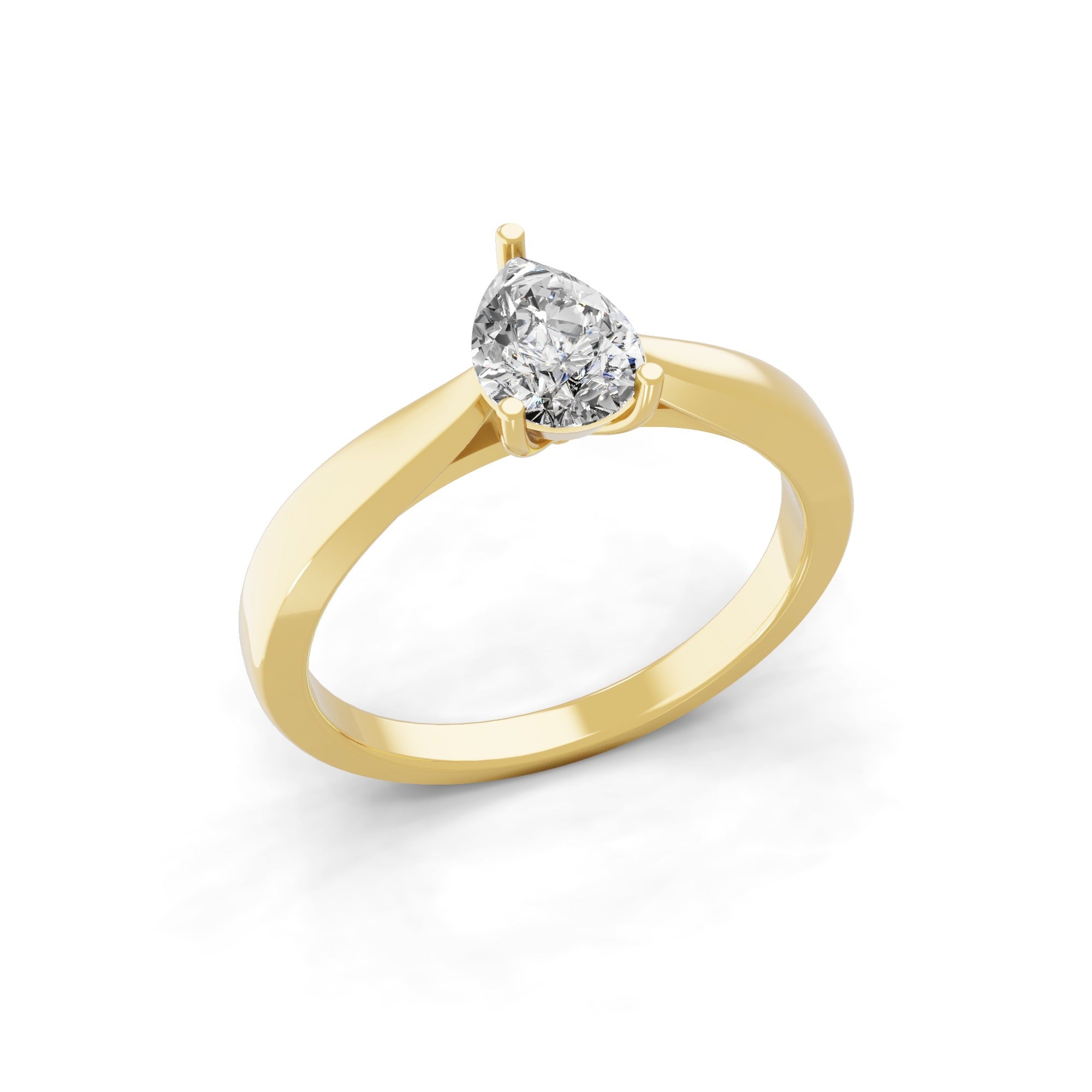 14K Fine Gold Pear Solitaire Ring Lab Grown Diamond 0.75Ct