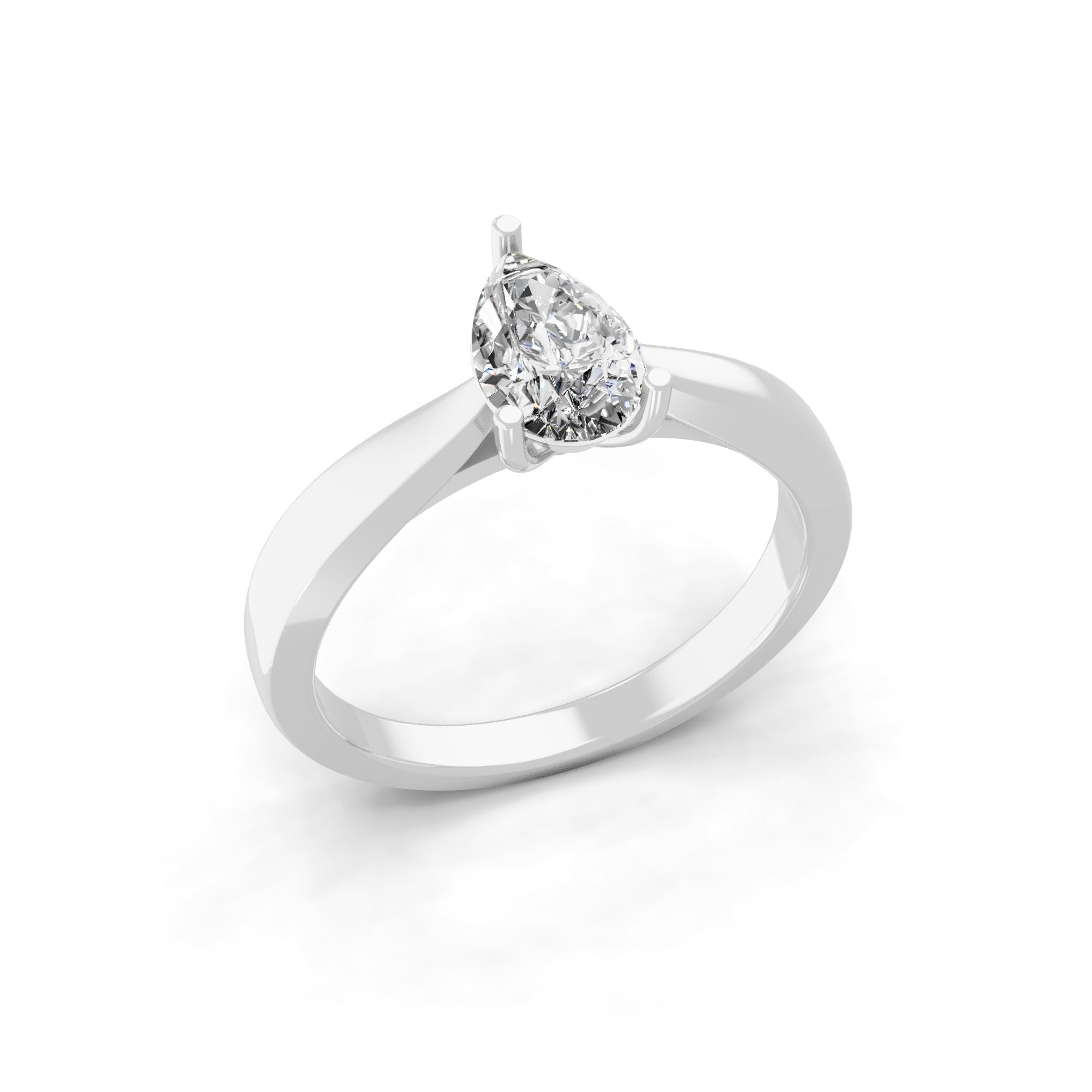 Solitaire Lab Grown Pear Cut Diamond Ring 1.25Ct 14K Fine Gold