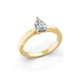 Solitaire Lab Grown Pear Cut Diamond Ring 1.25Ct 14K Fine Gold
