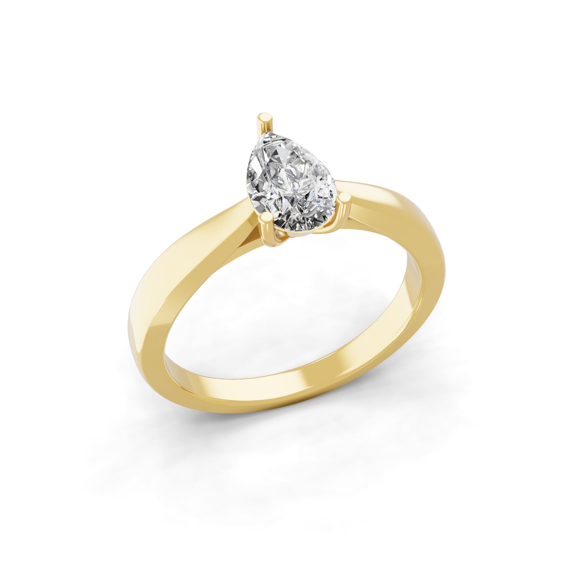 Solitaire Lab Grown Pear Cut Diamond Ring 1.25Ct 14K Fine Gold