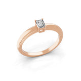 Emerald Cut Solitaire 14K Fine Gold Lab Grown Diamond Ring 0.22Ct