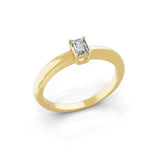 Emerald Cut Solitaire 14K Fine Gold Lab Grown Diamond Ring 0.22Ct