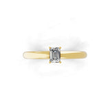 Emerald Cut Solitaire 14K Fine Gold Lab Grown Diamond Ring 0.22Ct