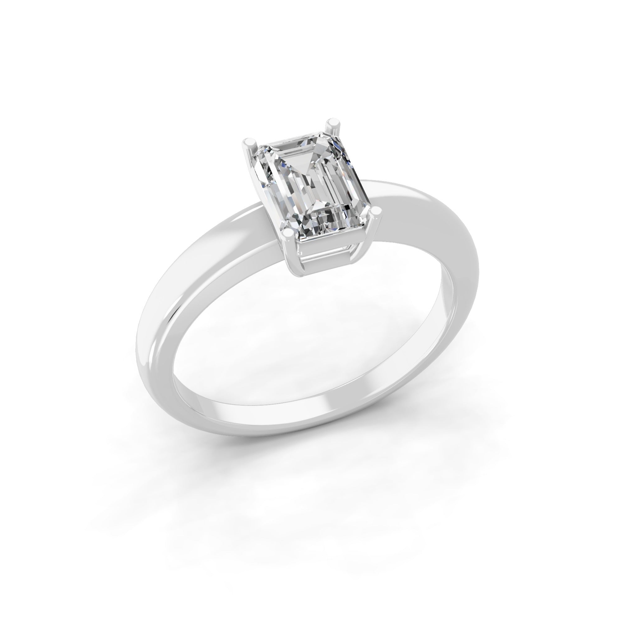 14K Fine Gold Emerald Cut Solitaire Ring Lab Grown Diamond 1.00Ct