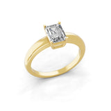14K Fine Gold Emerald Cut Solitaire Ring Lab Grown Diamond 1.00Ct