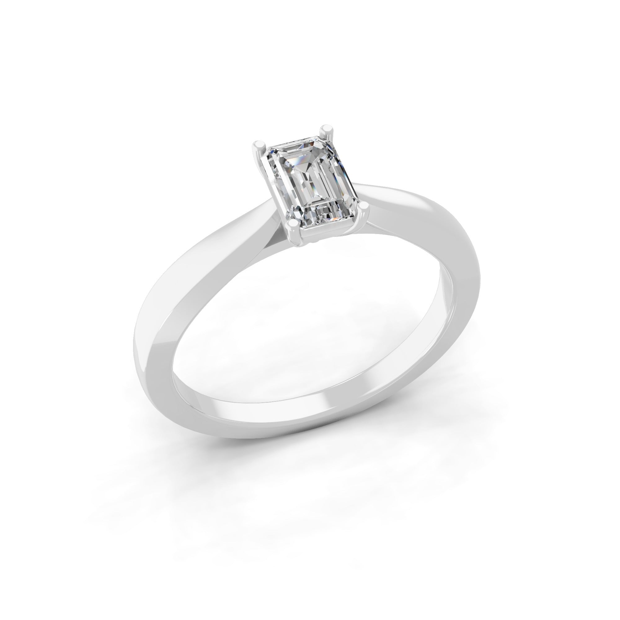 Solitaire Lab Grown Emerald Cut Diamond Ring 0.50Ct 14K Fine Gold