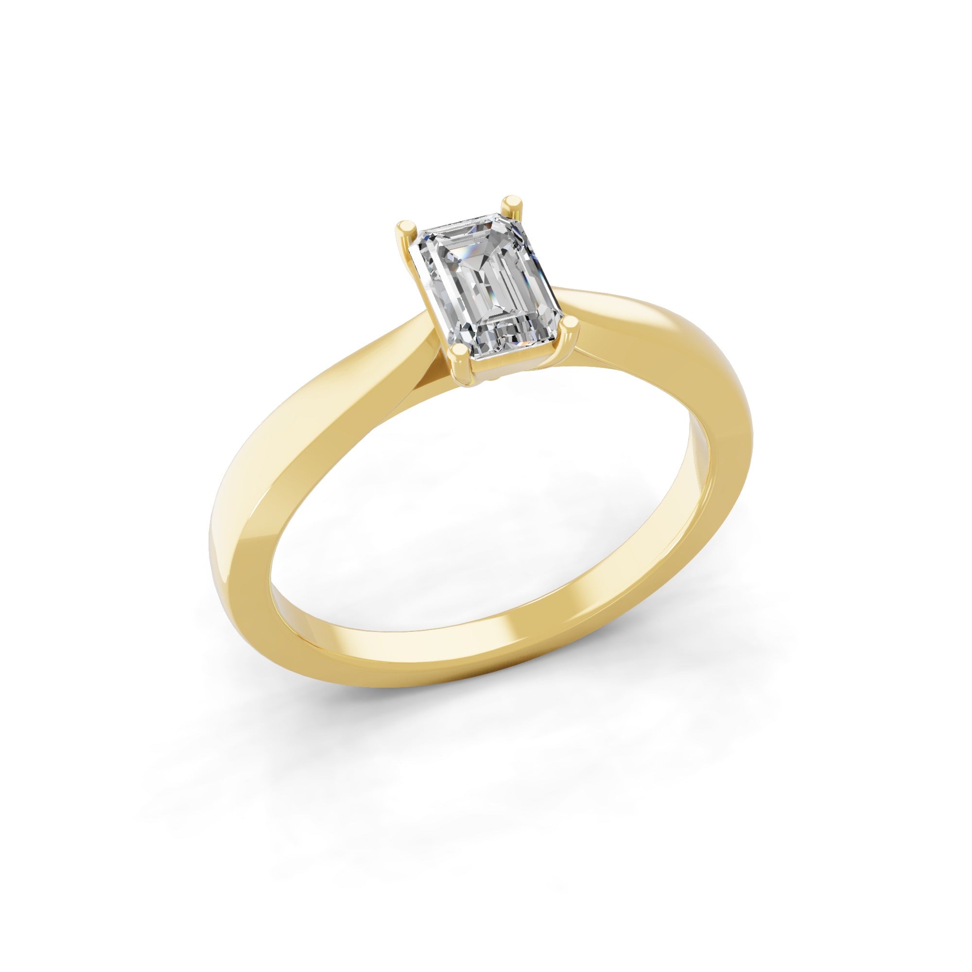 Solitaire Lab Grown Emerald Cut Diamond Ring 0.50Ct 14K Fine Gold