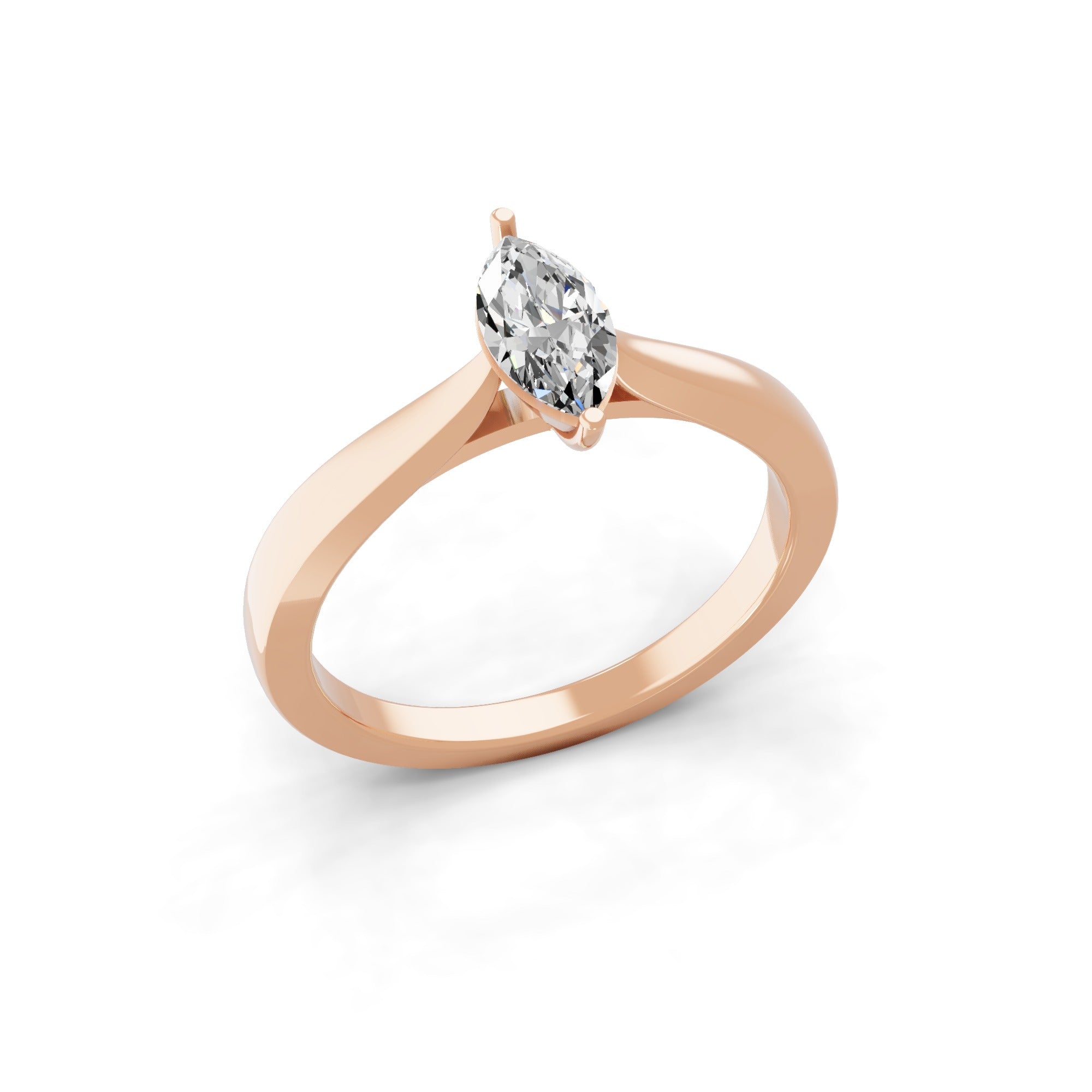 Marquise Solitaire 14K Fine Gold Lab Grown Diamond Ring 0.50Ct