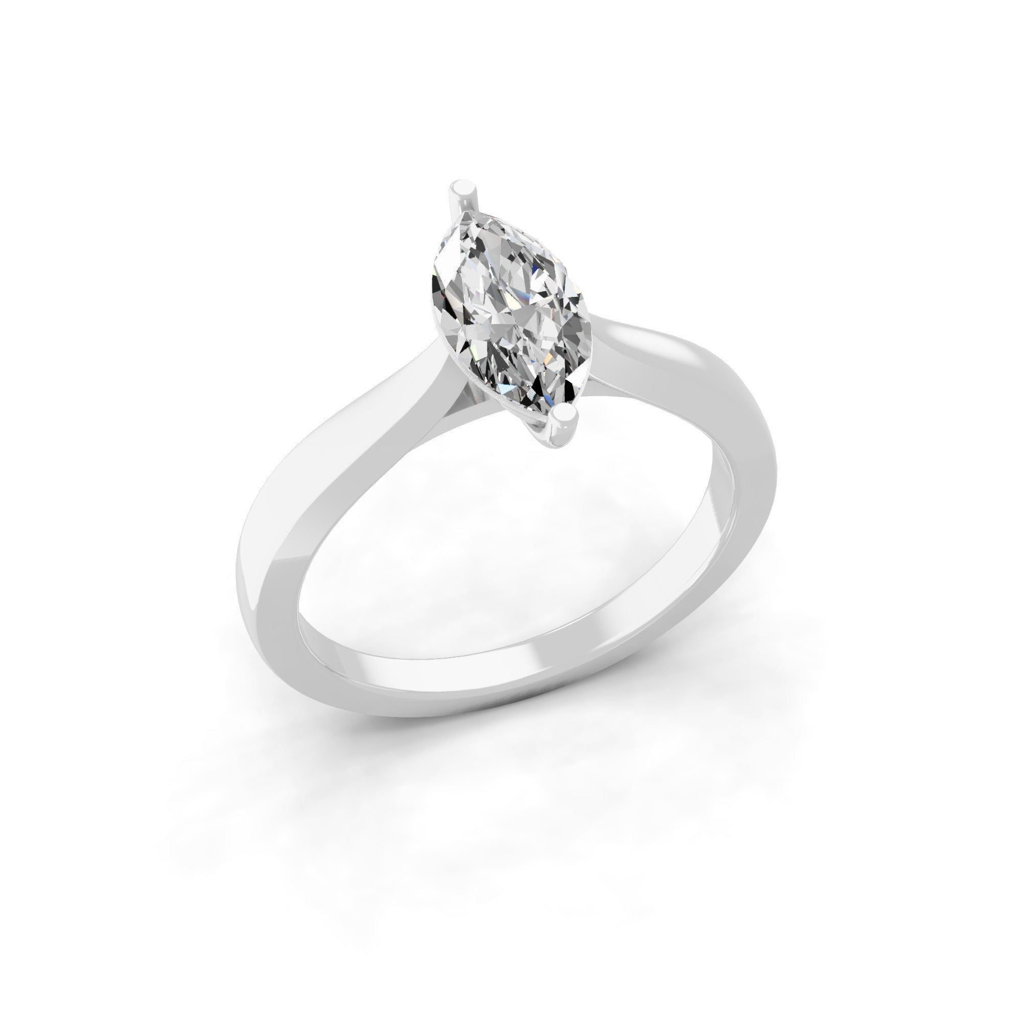 14K Fine Gold Marquise Solitaire Ring Lab Grown Diamond 1.00Ct