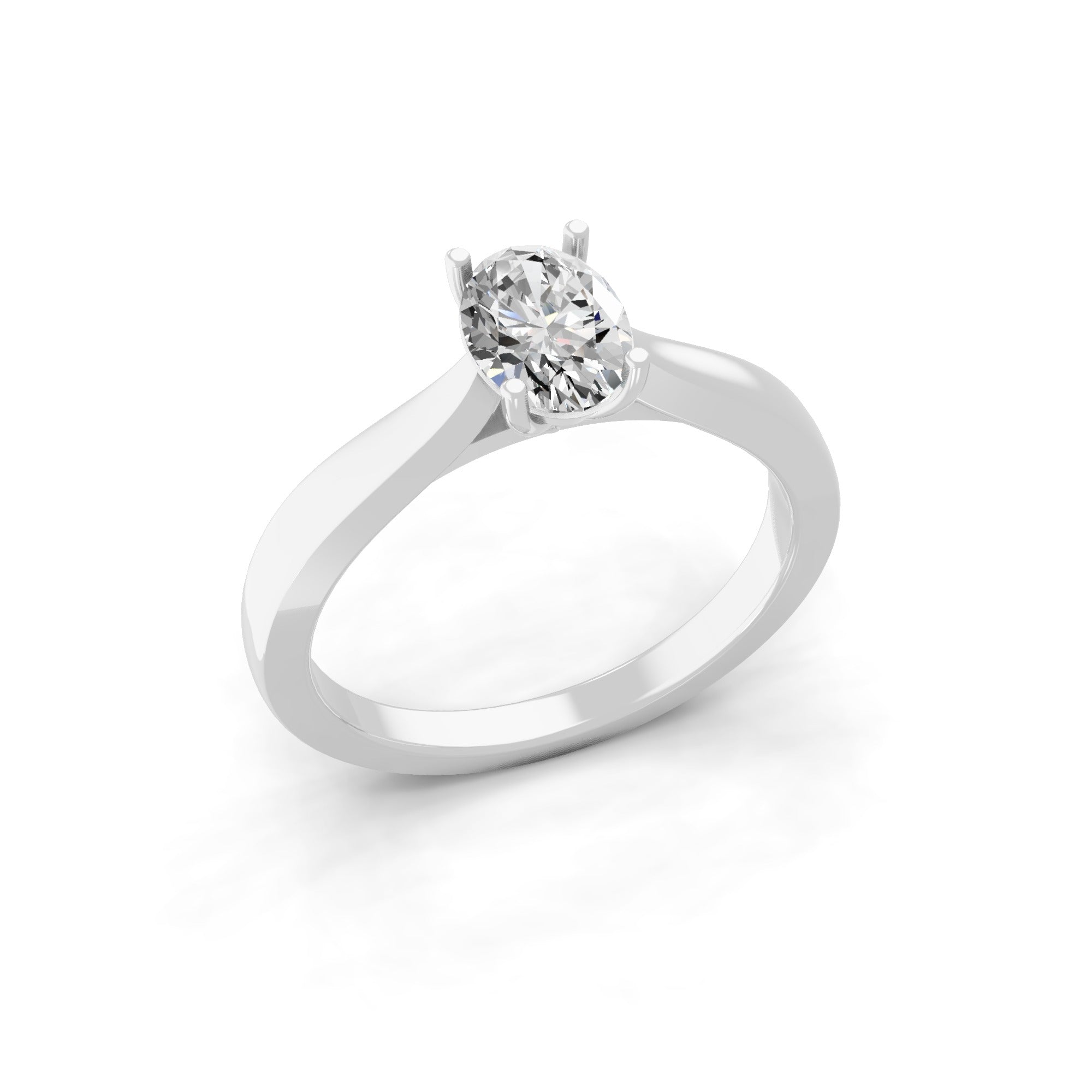 Solitaire Lab Grown Oval Cut Diamond Ring 0.75Ct 14K Fine Gold