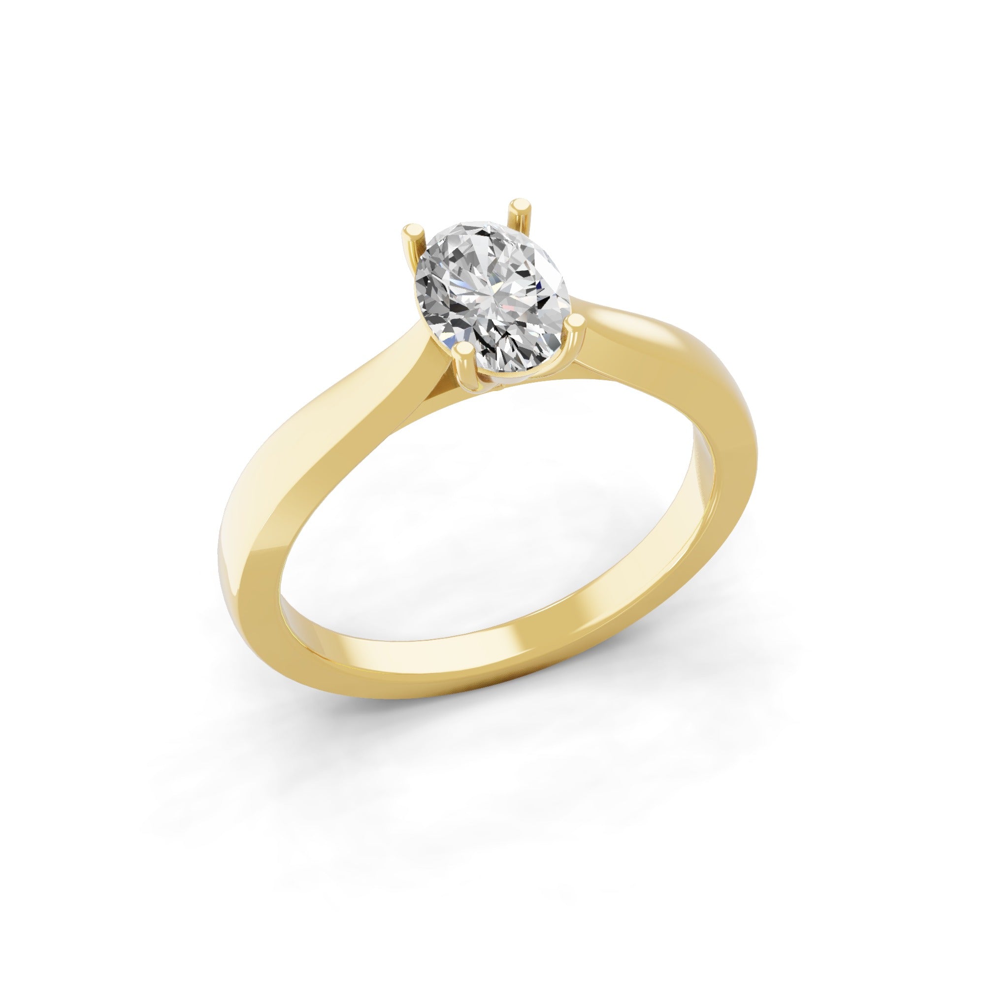 Solitaire Lab Grown Oval Cut Diamond Ring 0.75Ct 14K Fine Gold