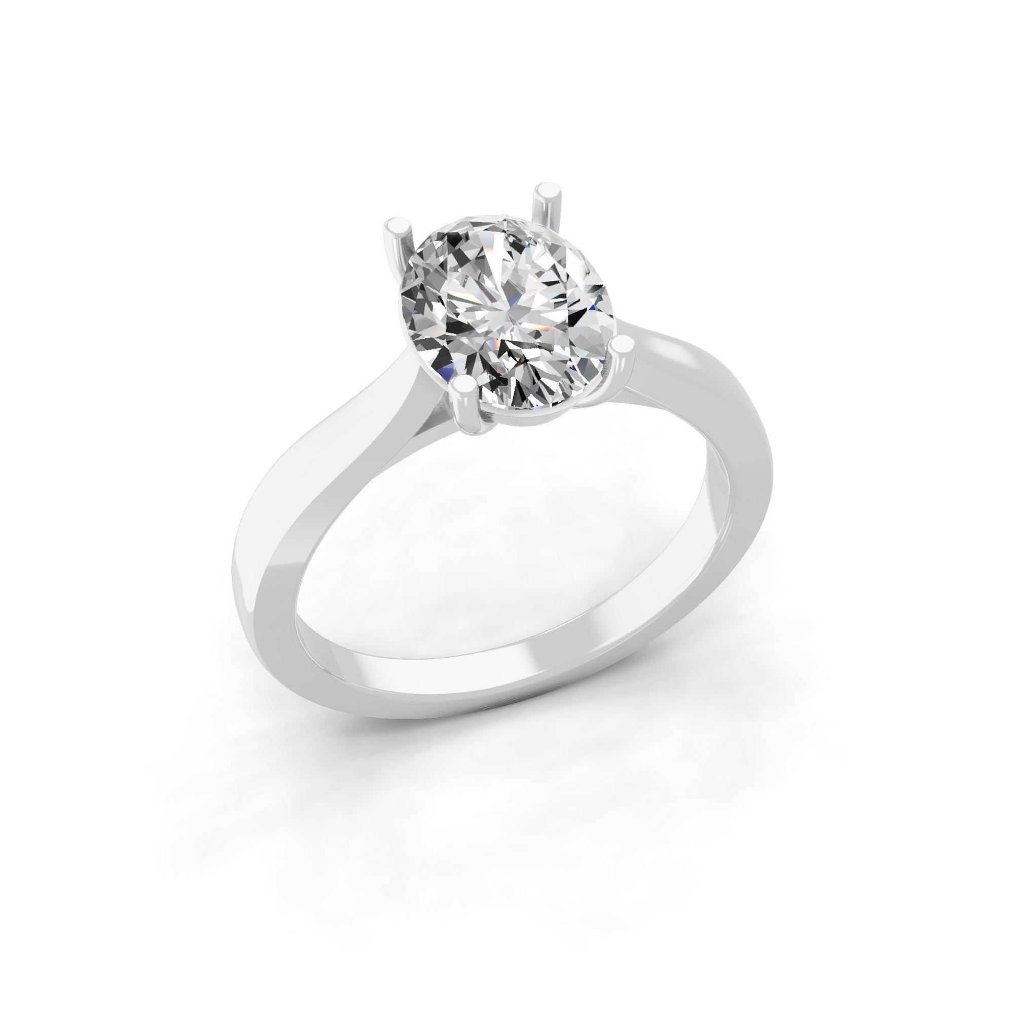 Oval Solitaire 14K Fine Gold Lab Grown Diamond Ring 1.45Ct