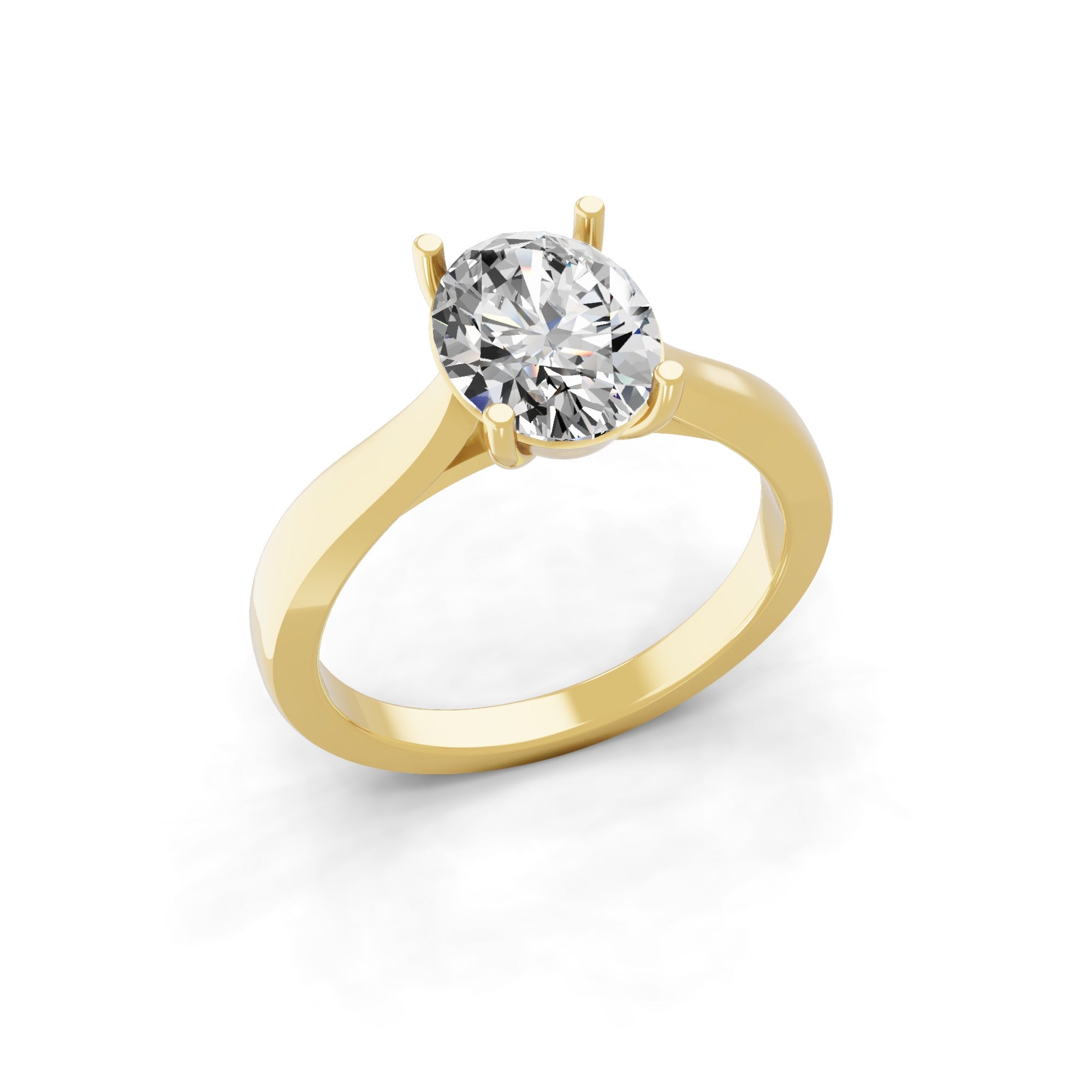 Oval Solitaire 14K Fine Gold Lab Grown Diamond Ring 1.45Ct