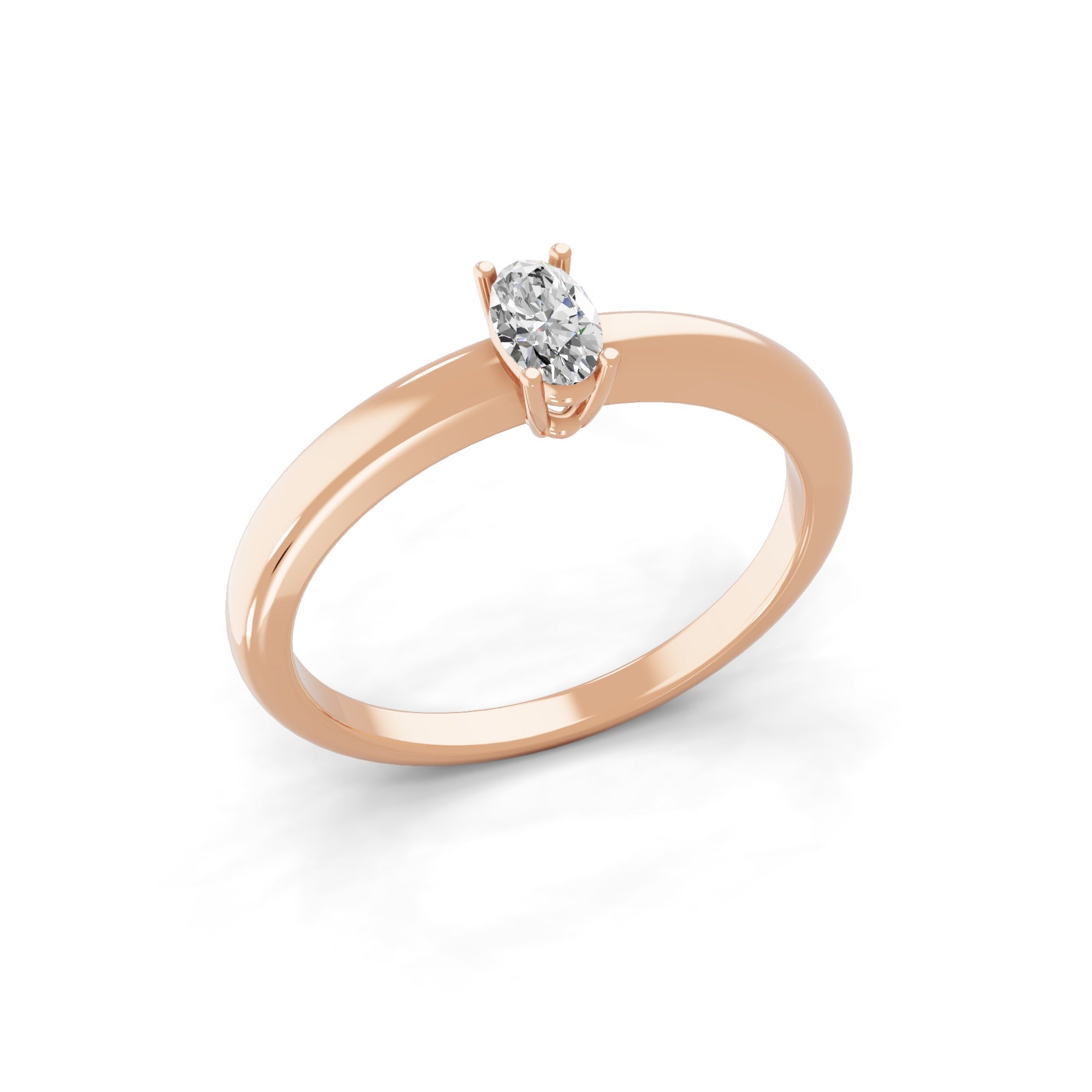 Lab Grown Oval Cut Diamond 0.28Ct Solitaire 14K Fine Gold Ring