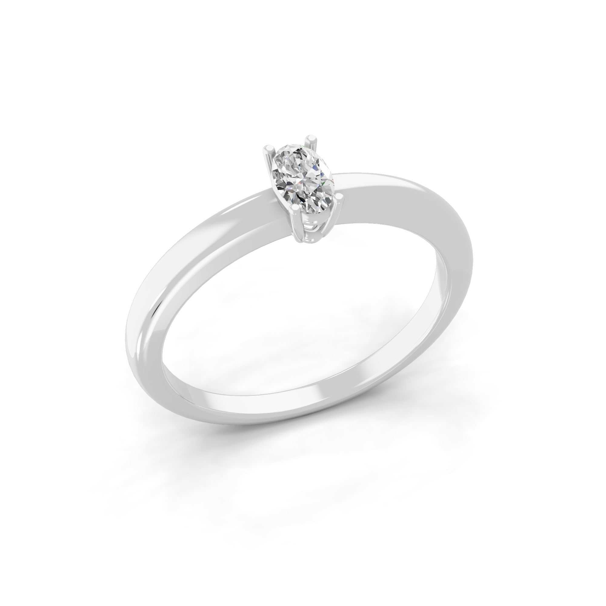 Lab Grown Oval Cut Diamond 0.28Ct Solitaire 14K Fine Gold Ring