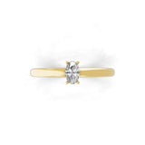 Lab Grown Oval Cut Diamond 0.28Ct Solitaire 14K Fine Gold Ring
