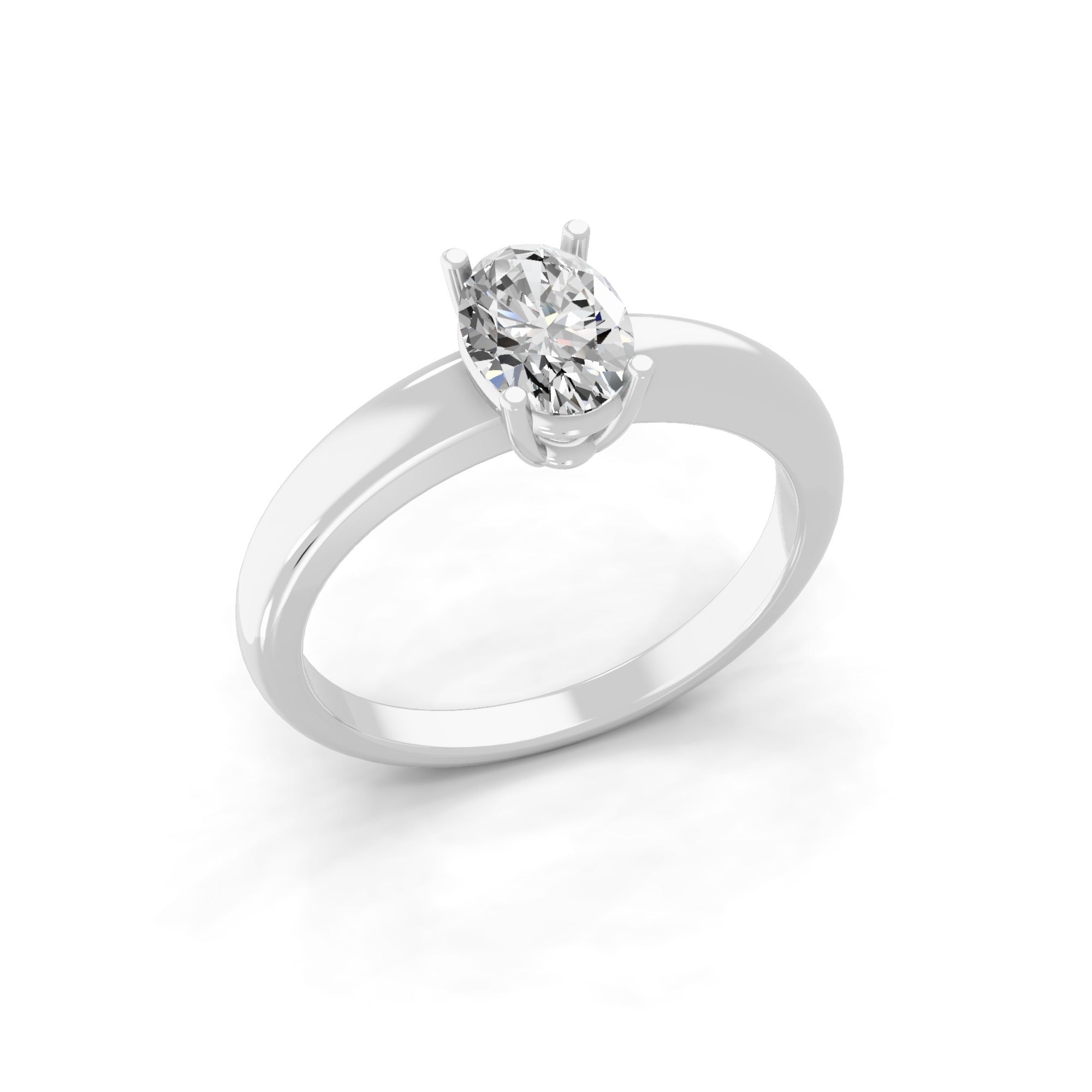 Solitaire Lab Grown Oval Cut Diamond Ring 1.50Ct 14K Fine Gold