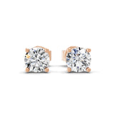 14K Fine Gold Solitaire Round Cut Lab Grown Diamond Stud Earrings 0.50Ct